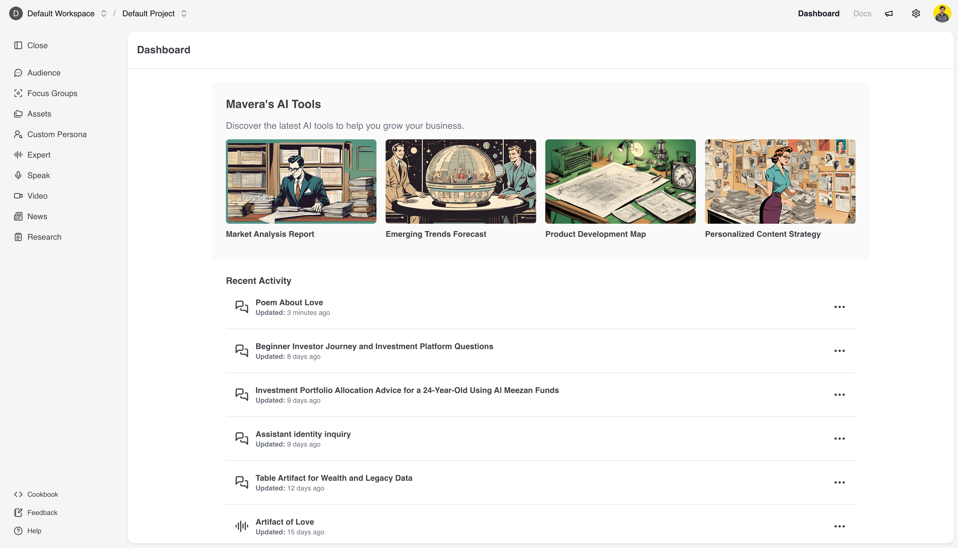 mavera project screenshot