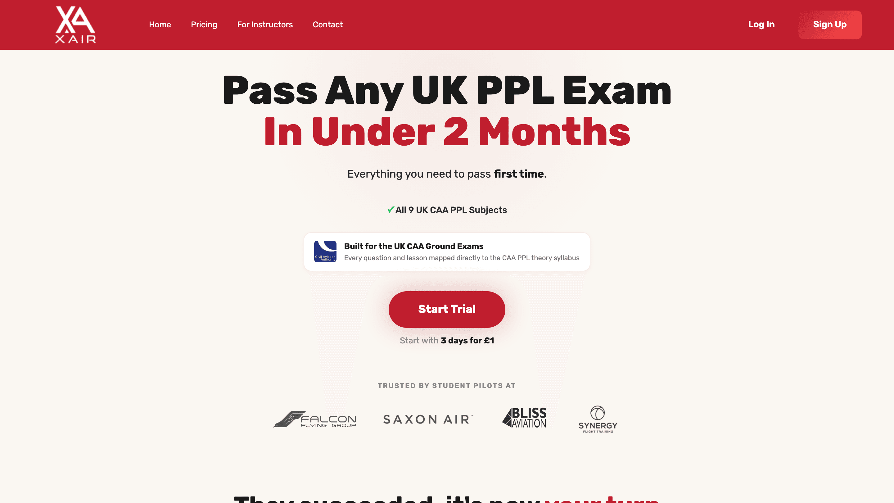 Screenshot of XAir – AI Tutor Covering 100% of the UK Pilot Theory Syllabus