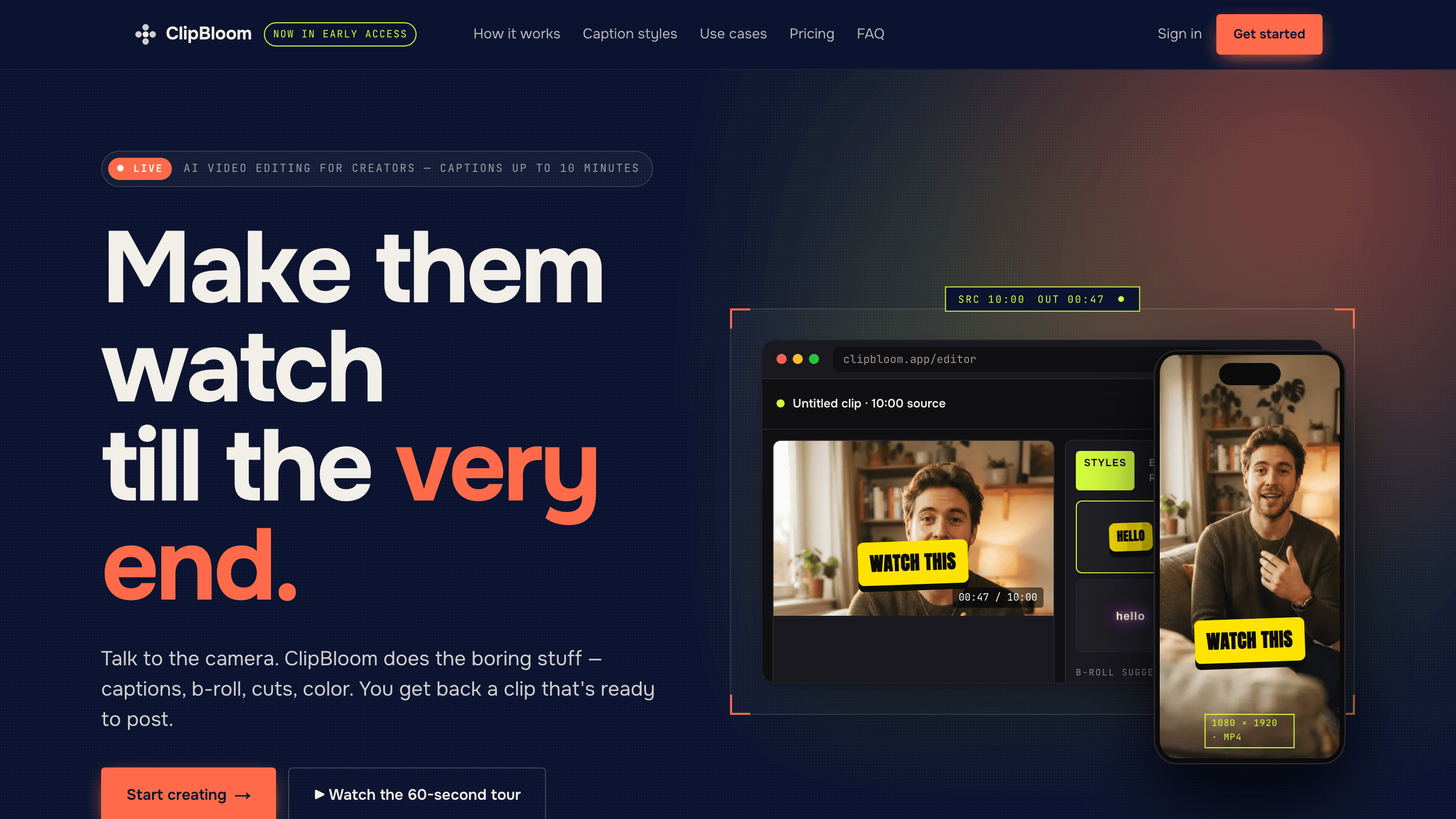 Screenshot of ClipBloom – AI Video Editor That Handles 5× Longer Videos